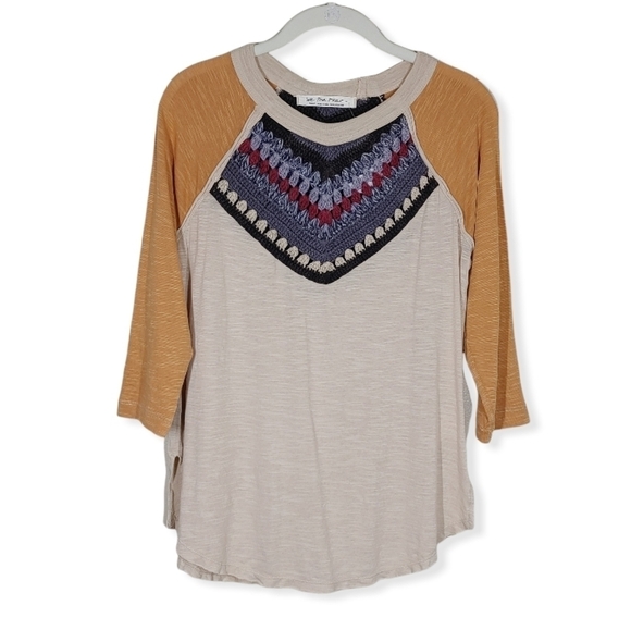 We the Free Crochet Elbow Length Sleeve Tee Small - Picture 1 of 14